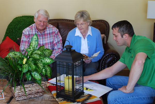 Marcus Myers discusses pet cremation options with clients